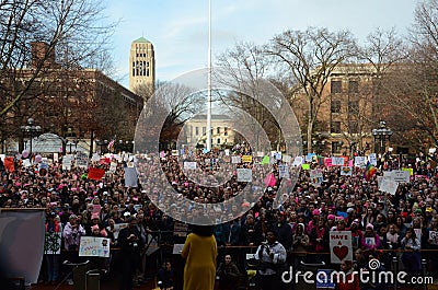 Women`s March Ann Arbor 2017 Editorial Stock Photo